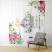 Tenture Fleurs d'éléphant mignonnes Baby shower arrière-pl (En situation)