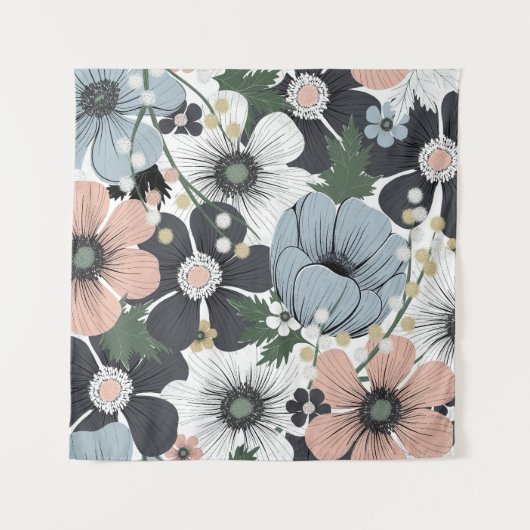 Tenture Fleurs délicates : motif sans couture dessiné à la (Devant)