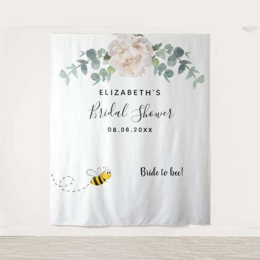 Tenture Fleurs d'eucalyptus blanches pour la future mariée (Devant)