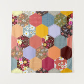 Tenture Fleurs d'hexagone colorées Design de revêtement (Devant (Horizontal))