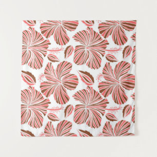 Tenture Fleurs d'hibiscus hawaïens : style tropical brun.