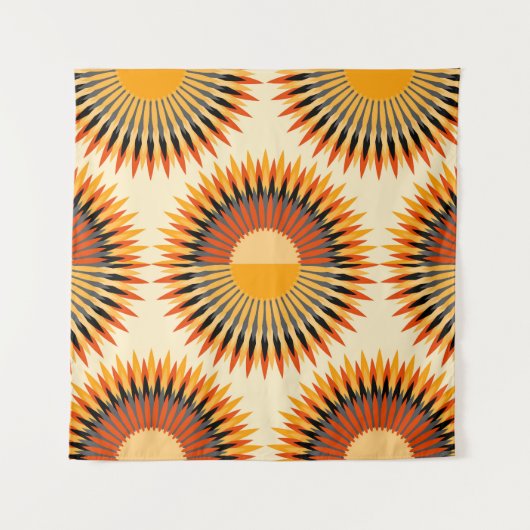 Tenture Fleurs d'ivoire orange Étoiles Motif (Devant)