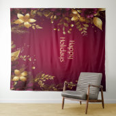 Tenture Fleurs d'or rouge Bourgogne (En situation (horizontale))