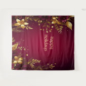 Tenture Fleurs d'or rouge Bourgogne (Devant (Horizontal))