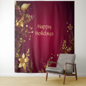 Tenture Fleurs d'or rouge Bourgogne (En situation)