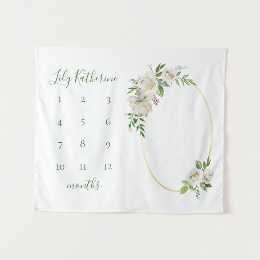 Tenture Fleurs Dorées Jalons de Noms de Bébé Photo (Devant (Horizontal))