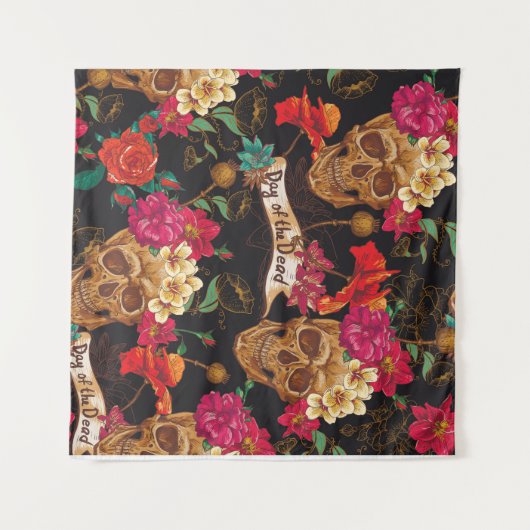 Tenture Fleurs du crâne Jour Arrière - plan mort (Devant (Horizontal))