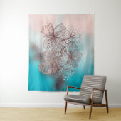 Tenture Fleurs esquissées Abstraites gradient fleuri feuil (En situation)