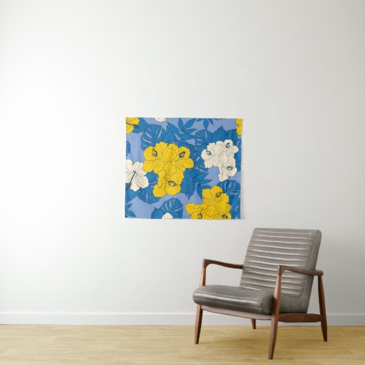 Tenture Fleurs et feuilles d'Hibiscus (En situation (horizontale))