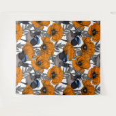 Tenture Fleurs et fleurs de pavot orangé 2 (Devant (Horizontal))