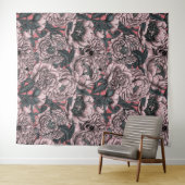Tenture Fleurs et moisissures de pivoines roses (En situation (horizontale))