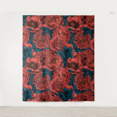 Tenture Fleurs et moisissures de pivoines rouges (Devant)