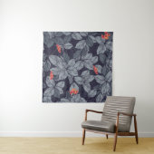 Tenture Fleurs et motif feuille, tropicale, (En situation (horizontale))