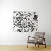 Tenture Fleurs et papillons rustiques - Papier vieilli (3) (En situation (horizontale))