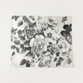 Tenture Fleurs et papillons rustiques - Papier vieilli (3) (Devant (Horizontal))