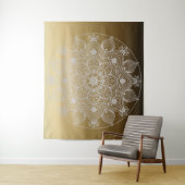 Tenture Fleurs, Feuilles, Dentelle Blanche Floral Mandala  (En situation)