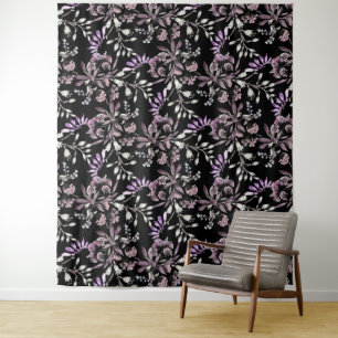 Tenture Fleurs florales Arrière - plan noir violet