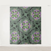 Tenture Fleurs Florales Foliage vert pourpre (Devant)