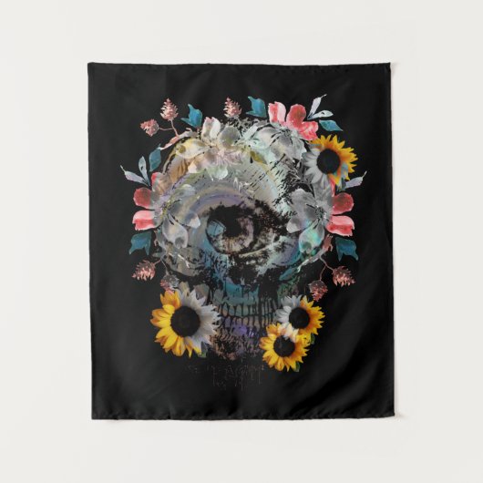 TENTURE FLEURS FLORALES SKULL (Devant)