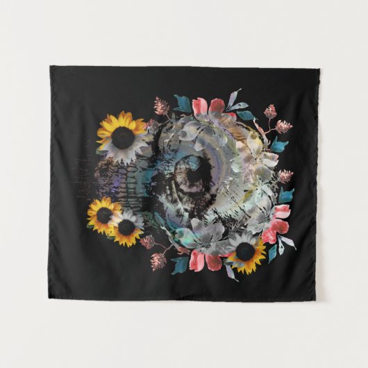 TENTURE FLEURS FLORALES SKULL (Devant (Horizontal))