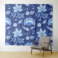 Fleurs indiennes foncées et bleu clair motif ethni