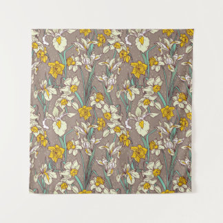 Tenture Fleurs Iris Narcissus Vintage sans fil