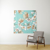 Tenture Fleurs Jasmin : Aquarelle Turquoise clair (En situation (horizontale))
