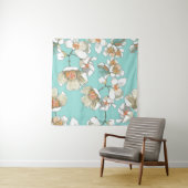 Tenture Fleurs Jasmin : Aquarelle Turquoise clair (En situation)