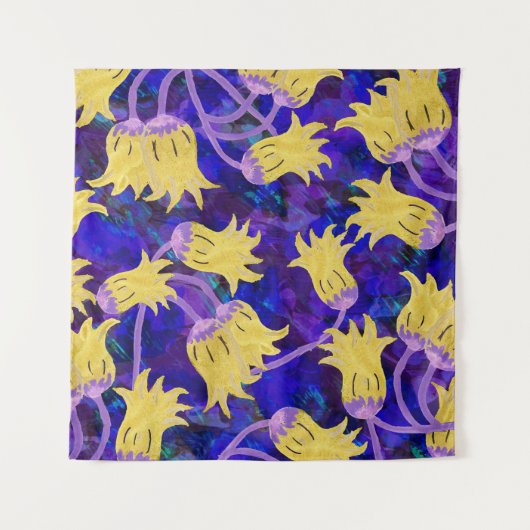 Tenture Fleurs jaunes : aquarelle arrière - plan foncée (Devant)