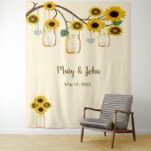 Tenture Fleurs Jaunes Mason Jars Fond photo (En situation)
