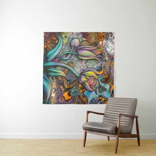 Tenture Fleurs Mandala (En situation (horizontale))