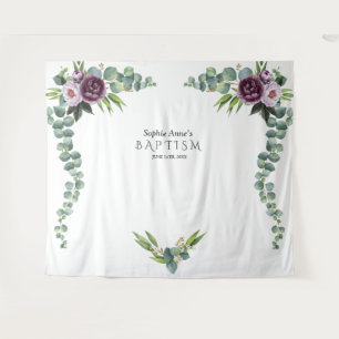 Tenture Fleurs Mauve Violet Eucalyptus Prop Baptême