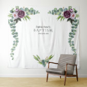 Tenture Fleurs Mauves Eucalyptus Prop Baptême  (En situation (horizontale))