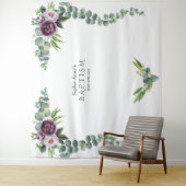 Tenture Fleurs Mauves Fleurs d'Eucalyptus Prop pour Baptêm (En situation)