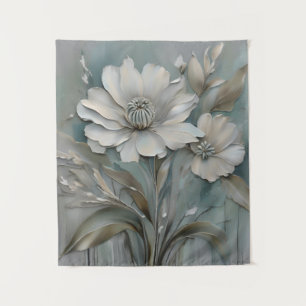 Tenture Fleurs modernes Turquoise clair bleu gris beige bl