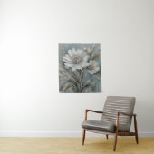 Tenture Fleurs modernes Turquoise clair bleu gris beige bl (En situation)