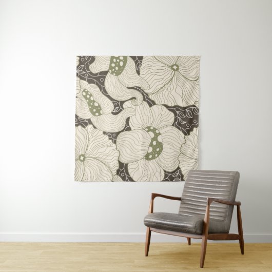 Tenture Fleurs Monochromes Art Nouveau sans couture (En situation (horizontale))