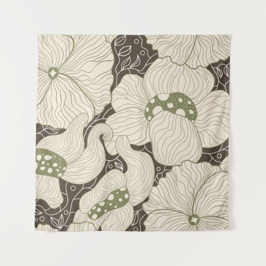 Tenture Fleurs Monochromes Art Nouveau sans couture (Devant)