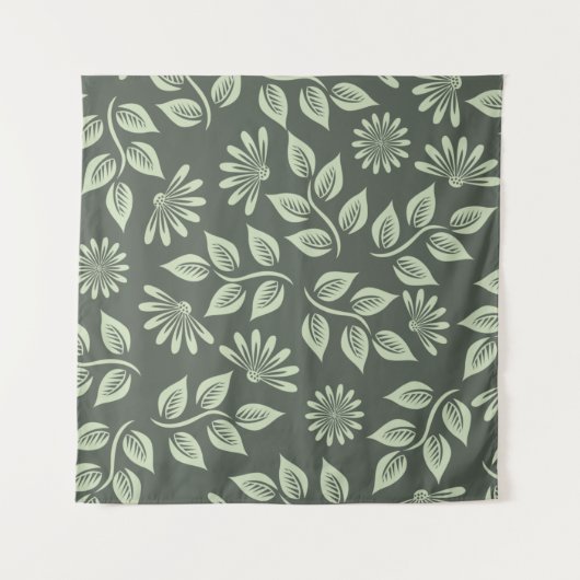 Tenture Fleurs motif vert printemps (Devant)