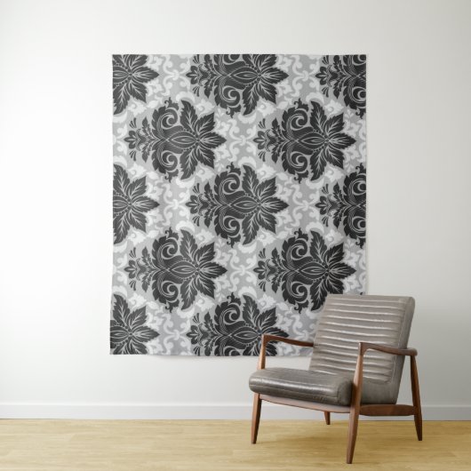 Tenture Fleurs noir-blanc (En situation)