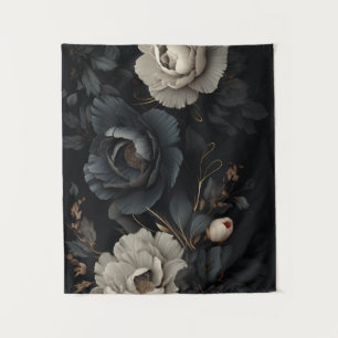 Tenture Fleurs noires et blanches