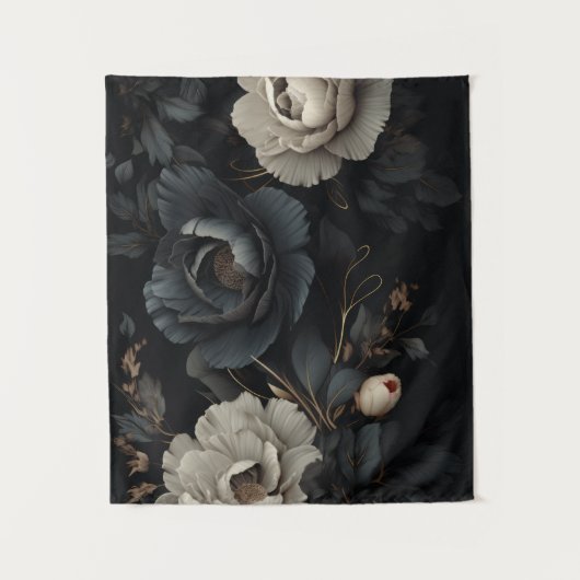 Tenture Fleurs noires et blanches (Devant)