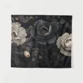 Tenture Fleurs noires et blanches (Devant (Horizontal))