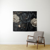 Tenture Fleurs noires et blanches (En situation (horizontale))