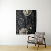 Tenture Fleurs noires et blanches (En situation)