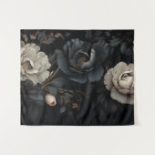 Tenture Fleurs noires et blanches (Devant (Horizontal))