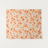 Tenture Fleurs orange avec Feuilles verts (Devant (Horizontal))