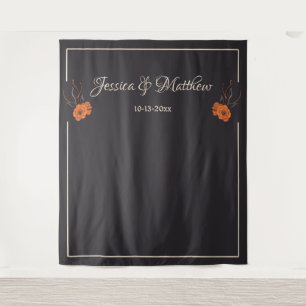 Tenture Fleurs Orange Élégant Fond de Mariage Minimaliste
