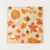 Tenture Fleurs orange : Motif Doodle à la main. (Devant (Horizontal))