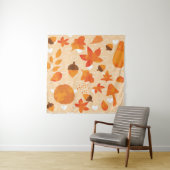 Tenture Fleurs orange : Motif Doodle à la main. (En situation)